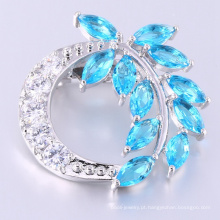 Encanto de luxo em forma de folha broche de pedra azul para o sexo feminino